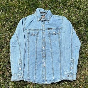 Vintage Y2K Women’s Harley Davidson Button Up Denim Long Sleeve Shirt